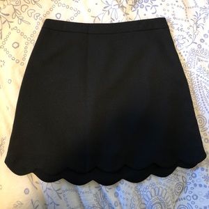 Lush Scalloped Black Mini Skirt